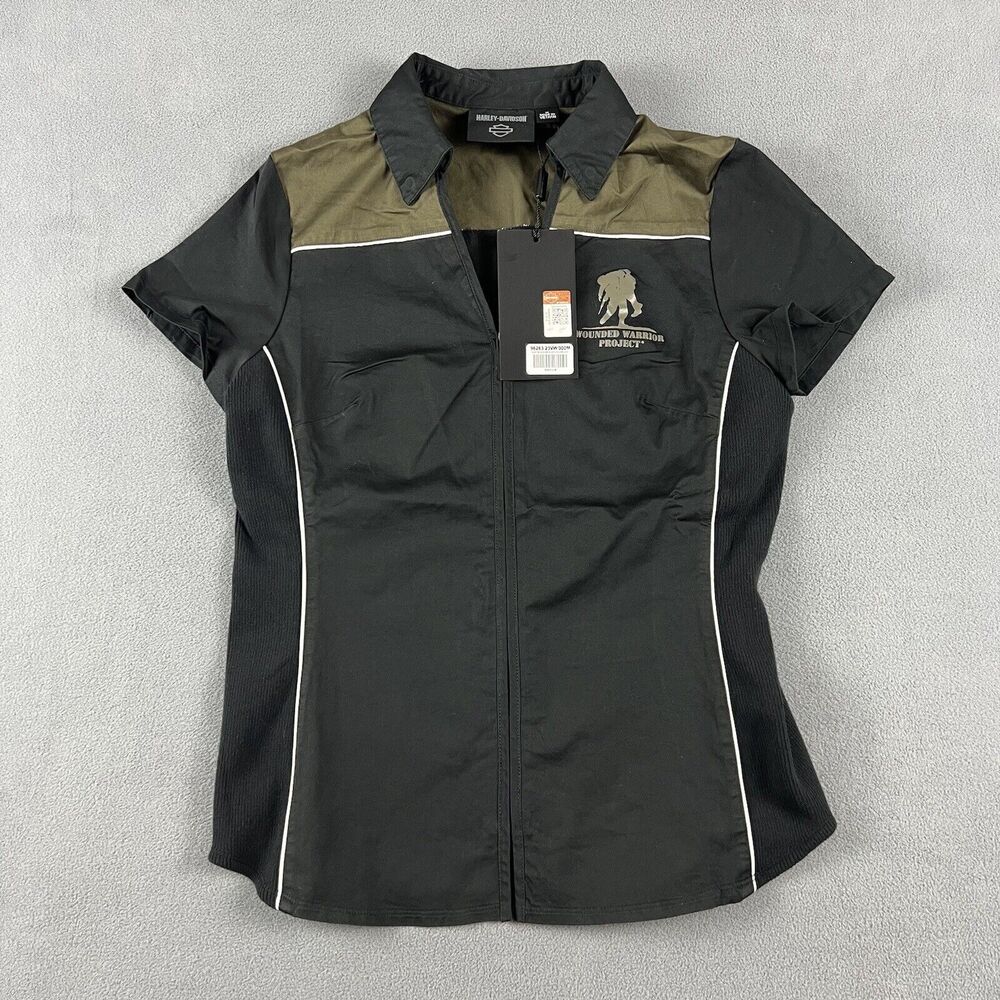 NEW Harley-Davidson Wounded Warrior Project Women’s Shirt Medium Green Black